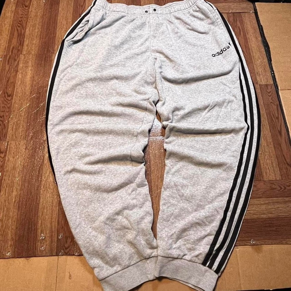 Adidas Grey Striped Fleece Sweatpants Jogger‎ XL